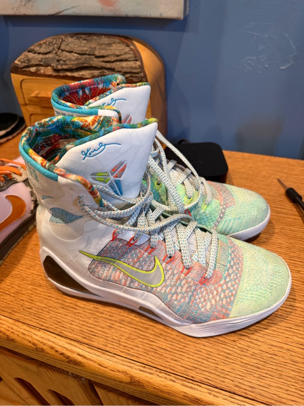 Nike Multicolor Knit High-Top Basketball Shoes with Neon Accent